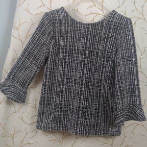 Talbots Black & White High|Low Neckline Top Size M